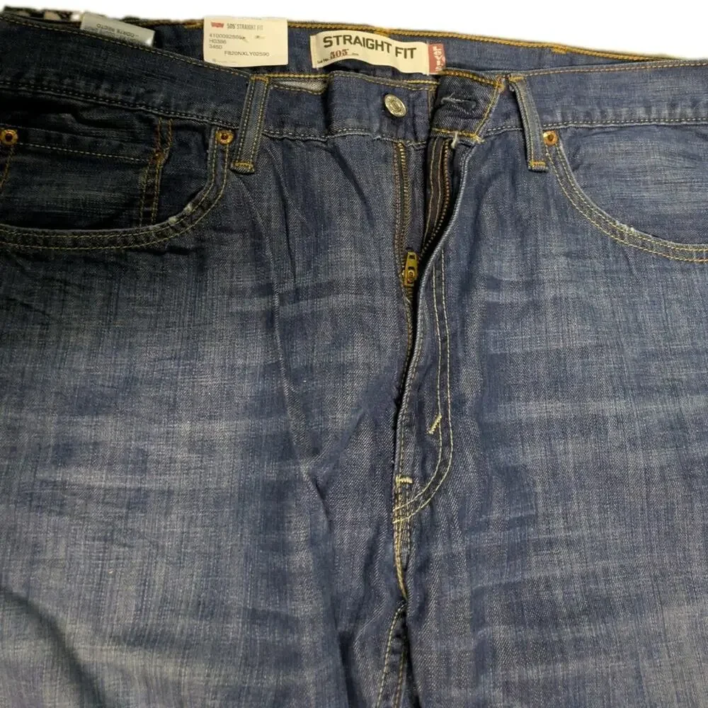 Levis 505 Flex Stretch Regular Fit Jeans Straight Leg Medium Wash 38x30 New